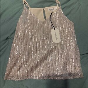 Vine & Love Sparkling Sequin Camisole in Gold/Champagne
